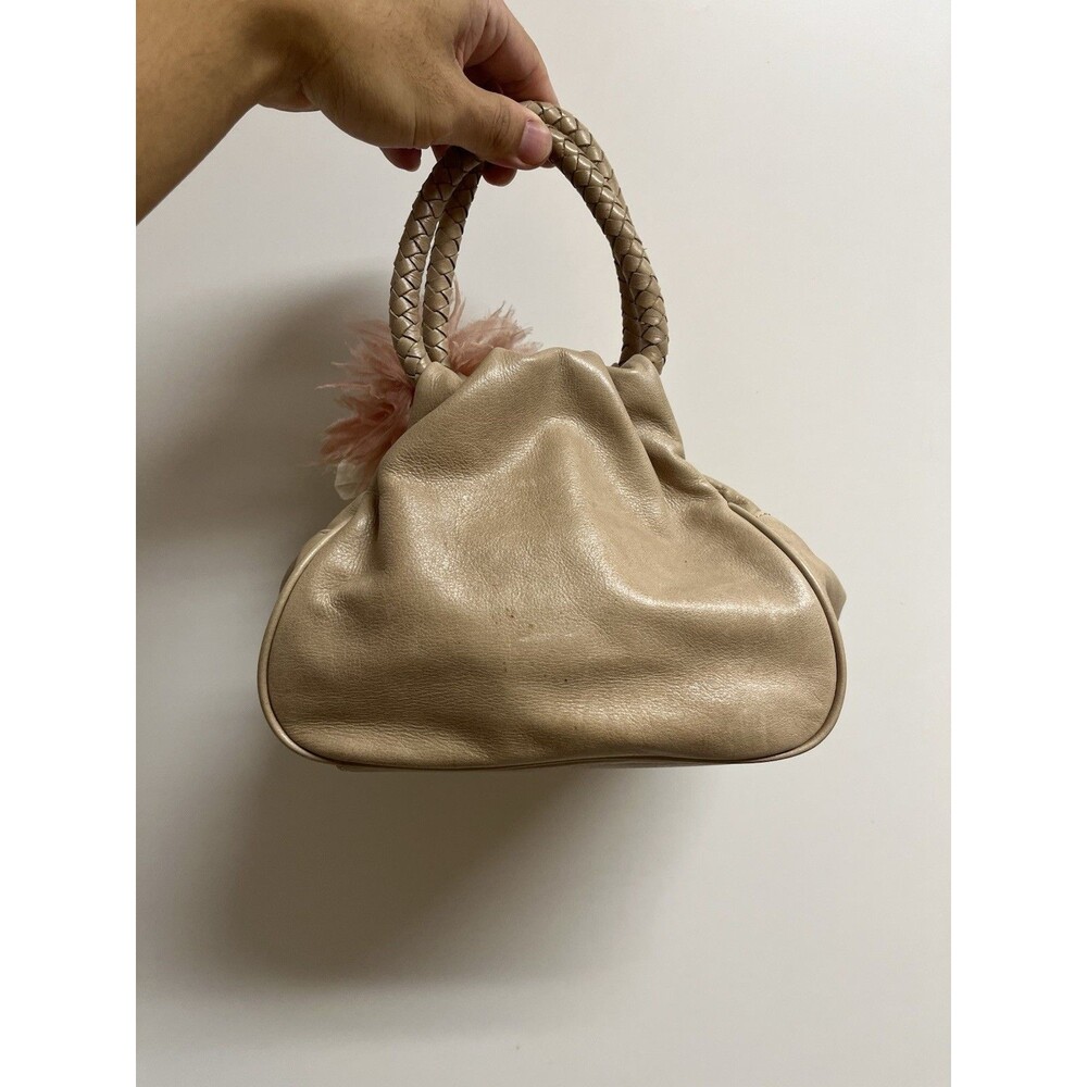 Talbots Beige Satchel Top Handle Bag Zip Braided Handles